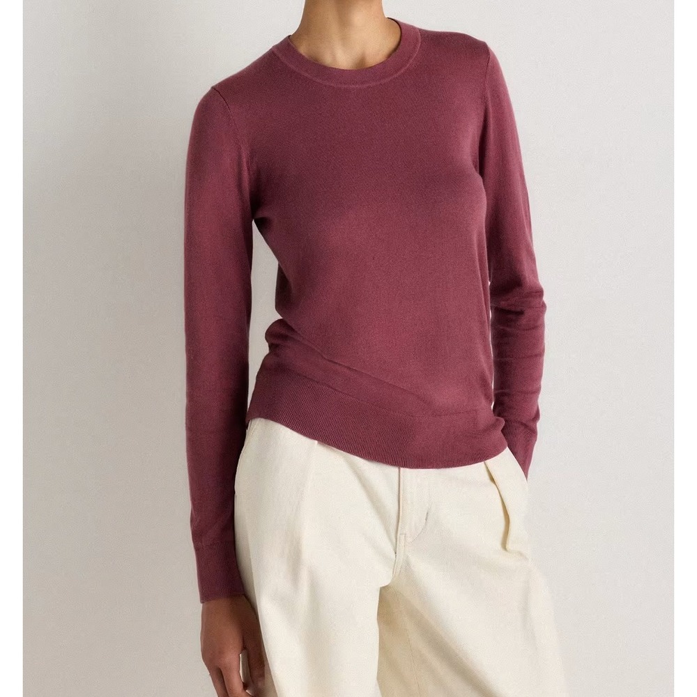 Quince XL Organic Cotton Cashmere Blend Crewneck Sweater Burgundy Plum NWOT